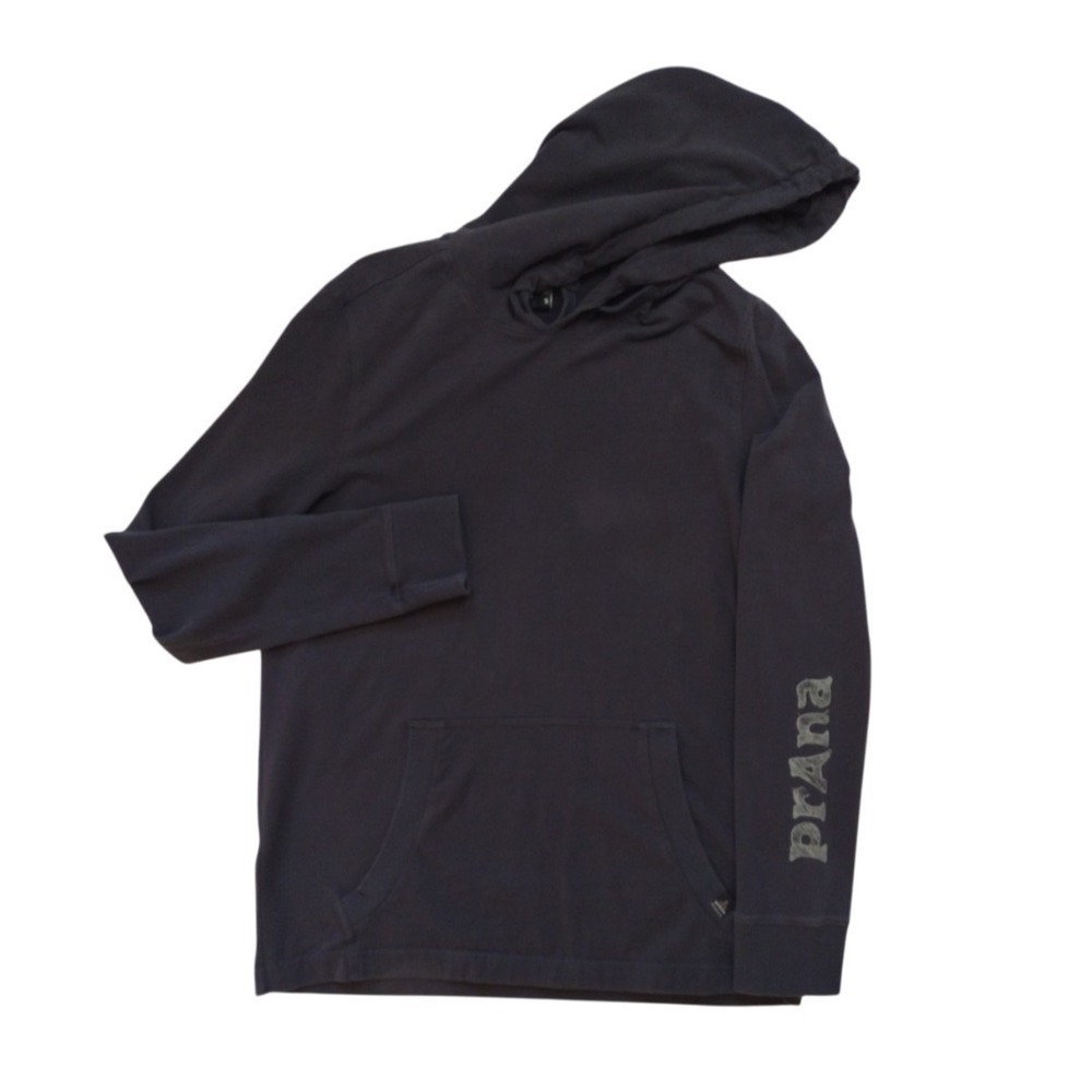 Prana Breathe Hoodie Sweatshirt Women's Small Gray Pullover Front Pocket Logo